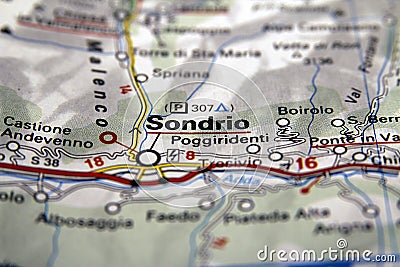 Sondrio on the map, Italy
