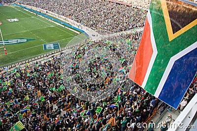 South African Flags at a Rugby game