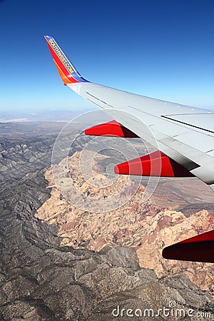 Southwest wing over Red Rock Canyon