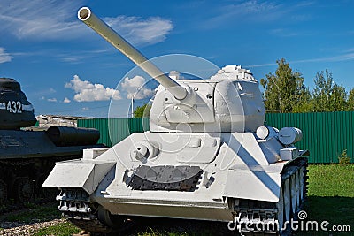 Soviet medium tank T-34-85.White color