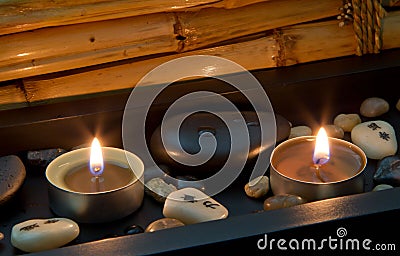 Spa Decoration In Asian Style With Stones And Candle Royalty Free ...