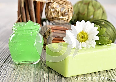 Spa organic soap, cream and salt