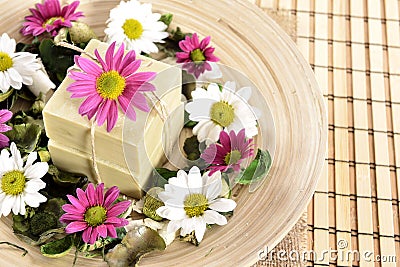 Spa organic soap and flowers
