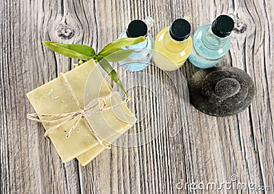 Spa organic soap, stone and oil
