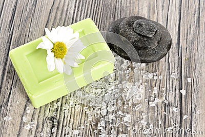 Spa organic soap, stone and salt