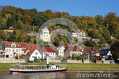 Spa town at the Elbe river in Saxony