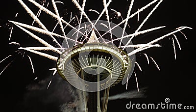 Space Needle Night Fireworks at the new year s day