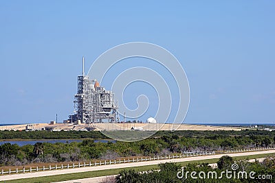 Space shuttle on launch platform