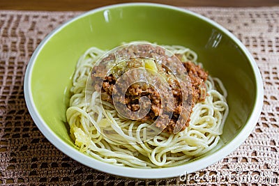 Spaghetti meat sauce ready to serve