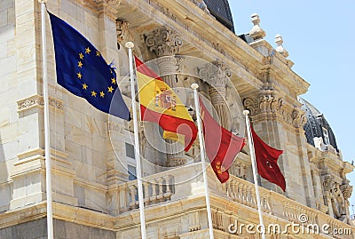 Spanish and EU flags