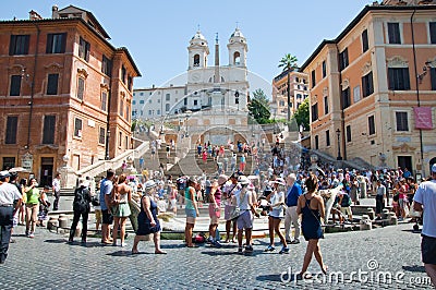 The Spanish Steps from Piazza di Spagna on August 6, 2013 in Rome, Italy.