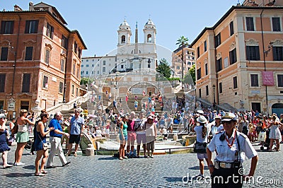 The Spanish Steps, seen from Piazza di Spagna on August 6, 2013 in Rome, Italy.