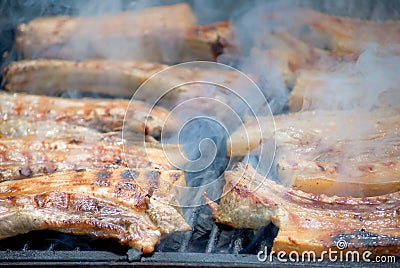 Spare ribs on barbecue