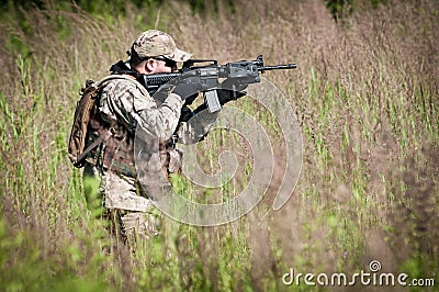 Special forces soldier on patrol