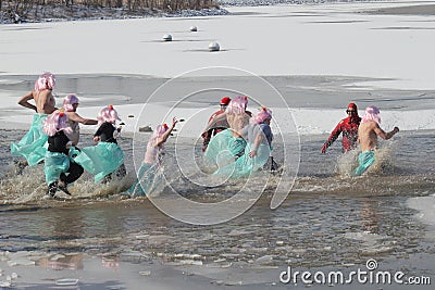 Special Olympics Nebraska Polar Plunge with costumed participants