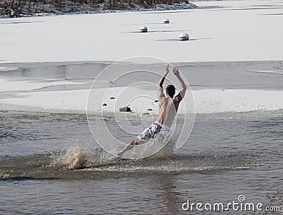 Special Olympics Nebraska Polar Plunge Man Diving