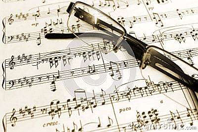 Spectacles and piano sheet music script
