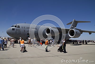 Spectators and Huge Military Aircraft