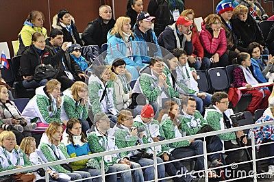 Spectators at speed skating short-trek stadium