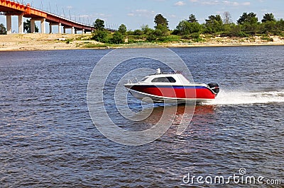 Speed boat on a river