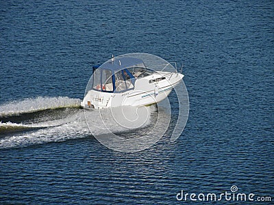 Speed boat on river