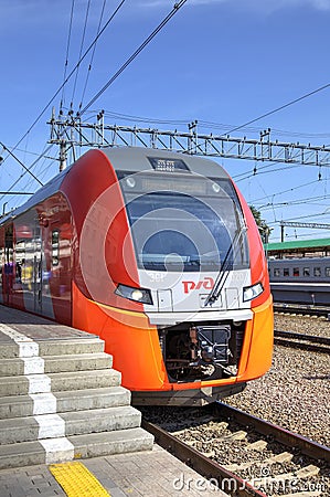 Speed electric train Siemens Desiro RUS Lastochka (Moscow - Nizhny Novgorod) at Kursky Railway Station.