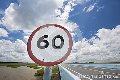 Speed sign on road