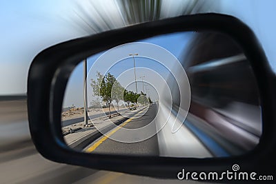 Speeding car mirror