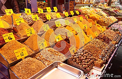 Spices on Turkish market stall