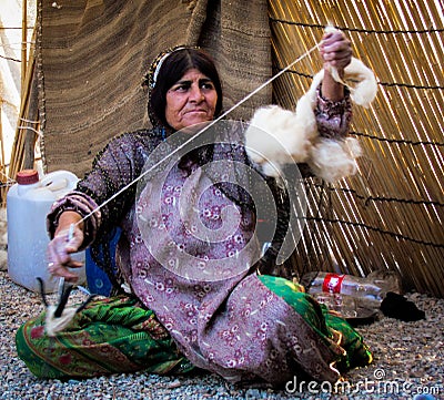 Spinning Wool in rural Iran