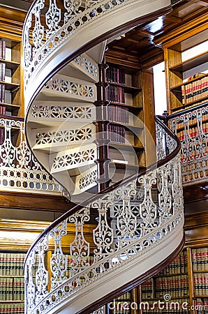 Spiral staircase at the Law Library in the Iowa State Capitol