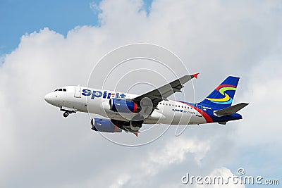 Spirit Airlines Airbus in flight