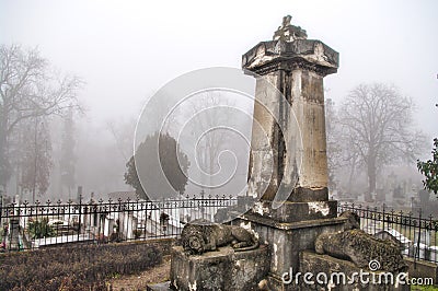 Spooky old graveyard monument