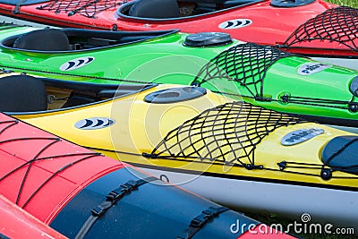 Sport boats, kayaks and canoes at the marina