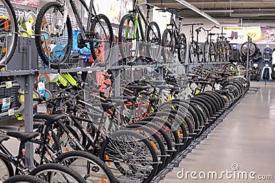 Sporting goods store bikes