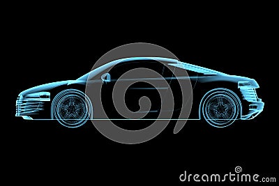 Sports car isolated on black