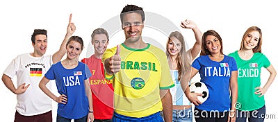 Sports Fan from Brazil showing thumb up with other fans