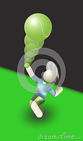 Sports Tennis Player in Ball Serving Posture