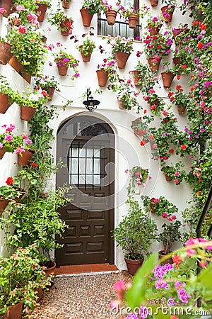 Spring and Easter Flowers Decoration of Old House, Spain, Europe