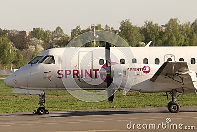 SprintAir Saab 340 aircraft located in the parking zone