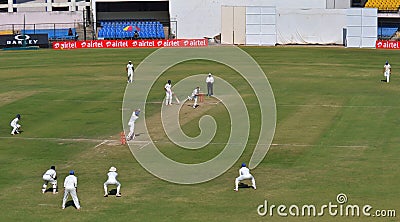 Field Setup in Ranji Trophy Cricket Match