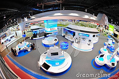 ST Engineering booth showing off its technologies and products at Singapore Airshow 2012