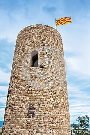 St. John Castle Tower with the catalonian flag at the top