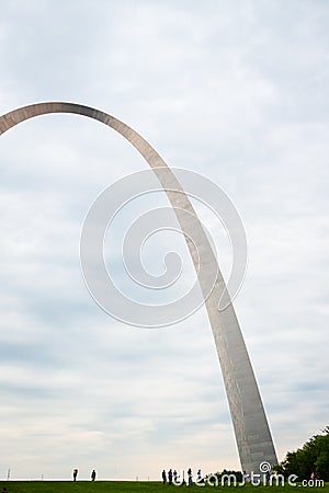 St. Louis Gateway Arch and Tourists at Sunset