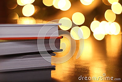 Stack of Books with Lights