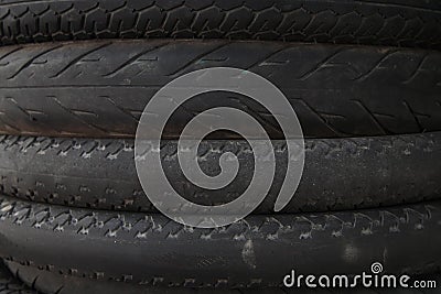Stack of old motorcycle tires