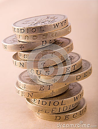 Stack of one pound coins