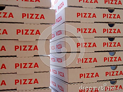 Stack of pizza boxes