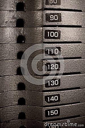 Stacked Heavy Metal Weights Bars