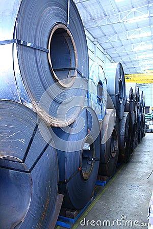 Stacked Up Hot Rolled and Cold Rolled Steel Coils